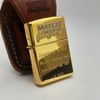 Bộ Bật Lửa Zippo Mạ Vàng Gold Plated Bản Kỷ Niệm SX Giới Hạn 5000 Bộ Toàn Cầu Kèm Bao Da Cực Hiếm Gặp  Đời XIII La Mã Sản Xuất Năm 1997 ZS89