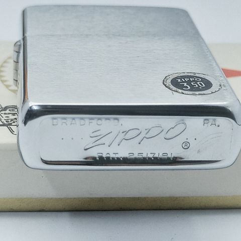 Bật Lửa Zippo Cổ Đồng Khối Mạ Chrome Phay Xước Trơn Hiếm Gặp Năm 1961 Đời 5 Chấm ZC335