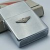 Bật Lửa Zippo Cổ Đồng Khối Mạ Chrome Phay Xước Chủ Đề Quân Sự Hoa Kỳ Emblem Bạc Khối Hiếm Gặp Năm 1971 Đời 3 Vạch Thẳng ZC346