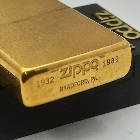 Bật Lửa Zippo Đồng Khối Trơn Phay Xước Chu Niên 1932 - 1989 Ruột Ký Hiệu Ngược Cực Hiếm Gặp Năm 1989 ZL622