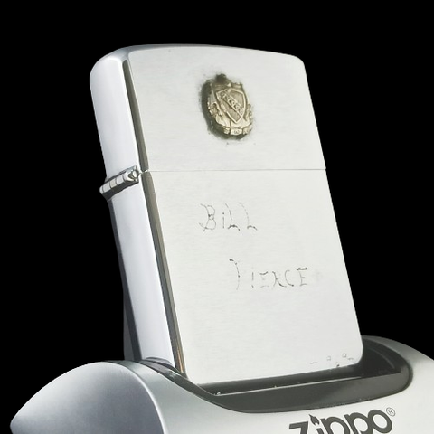 Bật Lửa Zippo Cổ Đồng Khối Mạ Chrome Phay Xước Chủ Cũ Khắc Tay Kỷ Niệm Năm 1969 Đời 5 Vạch Thẳng ZC349