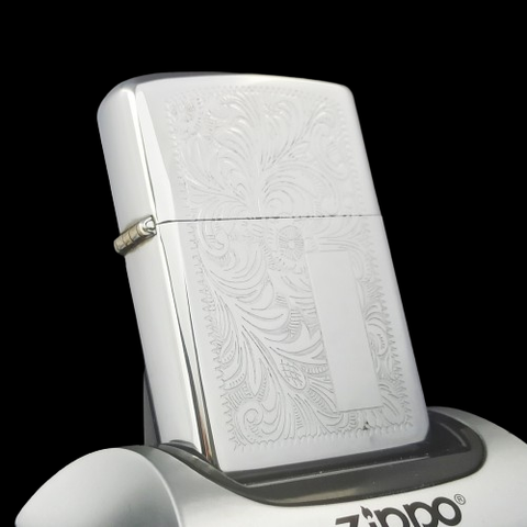 Bật Lửa Zippo Cổ Đồng Khối Mạ Chrome Venetian Hiếm Gặp Năm 1977 Đời 5 Vạch Sắc ZC356