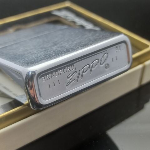 Bật Lửa Zippo Cổ Đồng Khối Mạ Chrome Phay Xước Chủ Đề Ăn Mòn Phủ Sơn Hiếm Gặp Năm 1969 Đời 5 Vạch Thẳng ZC360