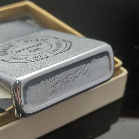 Bật Lửa Zippo Cổ Đồng Khối Mạ Chrome Phay Xước Chủ Đề Ăn Mòn Phủ Sơn Hiếm Gặp Năm 1976 Đời 6 Vạch Sắc ZC366