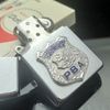 Bật Lửa Zippo Cổ Đồng Khối Mạ Chrome Phay Xước Chủ Đề Emblem Police Cực Hiếm Gặp Năm 1966 Đời 8 Vạch Thẳng ZC367