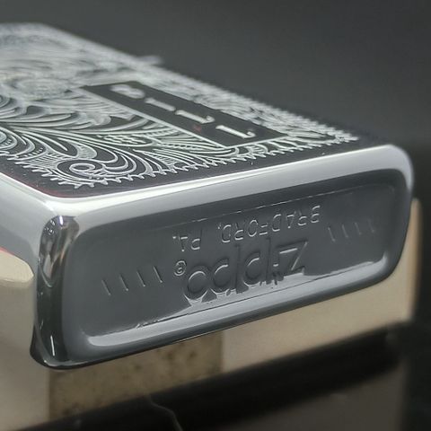 Bật Lửa Zippo Cổ Đồng Khối Mạ Chrome Venetian Hoa Văn Cổ Điển Năm 1982 Đời 8 Vạch Huyền ZC375