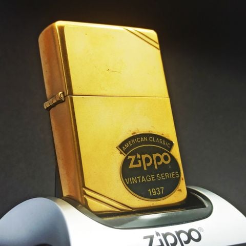 Bật Lửa Zippo Đồng Khối Vintage Chặt Góc Trơn Bóng Năm 1987 Đời III La Mã  ZL342