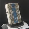 Bật Lửa Zippo Armor Mạ Bạc Vân Sóng Men Xanh Vân Đá Rất Hiếm Năm 2004 ZQHU85