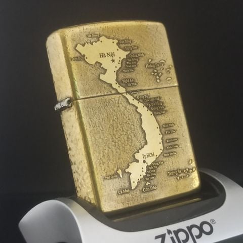 Zippo Khắc Bản Đồ Việt Nam Giá Thanh Lý Đã Qua Sử Dụng SX Năm 2017 C18