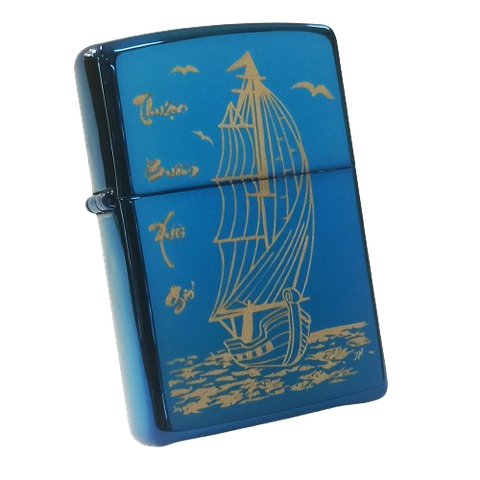 Bật Lửa Zippo Xanh Saphia Chủ Đề Thuận Buồm Xuôi Gió ZKC55