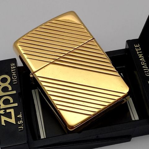 Bật Lửa Zippo Gold Plated Vân Xéo Hiếm Gặp Đời XII La Mã Năm 1996 ZL637