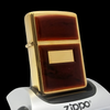 Bật Lửa Zippo Mạ Vàng Gold Plated Ốp Hổ Phách Hiếm Gặp Đời 1 Vạch Sắc Năm 1980 ZQH168