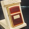 Bật Lửa Zippo Mạ Vàng Gold Plated Ốp Hổ Phách Hiếm Gặp Đời 1 Vạch Sắc Năm 1980 ZQH168