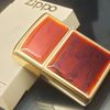 Bật Lửa Zippo Mạ Vàng Gold Plated Ốp Hổ Phách Hiếm Gặp Đời 1 Vạch Sắc Năm 1980 ZQH168