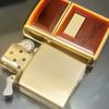 Bật Lửa Zippo Mạ Vàng Gold Plated Ốp Hổ Phách Hiếm Gặp Đời 1 Vạch Sắc Năm 1980 ZQH168
