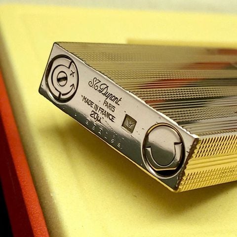 Bật Lửa Dupont Ligne2 Bọc Vàng Vân Sọc Kim Cương 2 Lỗ DP147