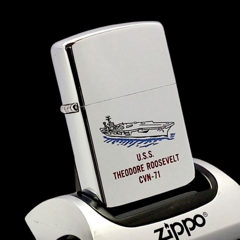 Bật Lửa Zippo Đồng Khối Mạ Chrome Trơn Bóng Ăn Mòn Phủ Sơn Chủ Đề Tầu Chiến Hai Mặt Hiếm Gặp Năm 1988 Đời IV La Mã ZL663