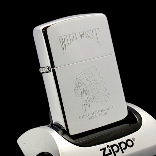Bật Lửa Zippo Đồng Khối Mạ Chrome Bóng Khắc Ăn Mòn Chủ Đề Wild West Đời VI La Mã Sản Xuất Năm 1990 ZL661