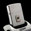 Bật Lửa Zippo Cổ Đồng Khối Mạ Chrome Phay Xước Chủ Đề Emblem Hiếm Gặp Năm 1976 Đời 6 Vạch Sắc ZC427