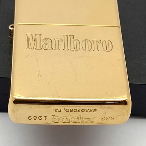 Bật Lửa Zippo Đồng Khối Solid Brass Trơn Bóng Chu Niên 1932 - 1989 Chủ Đề Marlboro Hiếm Gặp ZL664