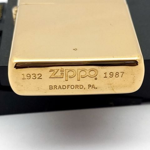 Bật Lửa Zippo Đồng Khối Solid Brass Trơn Bóng Chu Niên 1932 - 1987 Hiếm Gặp ZL672