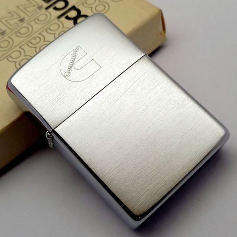 Bật Lửa Zippo Cổ Đồng Khối Mạ Chrome Phay Xước Khắc Ăn Mòn Năm 1981 Đời 1 Vạch Sắc ZC412