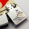 Bật Lửa Zippo Cổ Đồng Khối Mạ Chrome Phay Xước Chủ Đề Tầu Chiến Ăn Mòn Phủ Sơn Hiếm Gặp Năm 1972 Đời 2 Vạch Thẳng ZC414