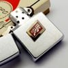 Bật Lửa Zippo Cổ Đồng Khối Mạ Chrome Phay Xước Chủ Đề Emblem Hiếm Gặp Năm 1963 Đời 3 Chấm ZC415