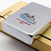 Bật Lửa Zippo Cổ Đồng Khối Mạ Chrome Trơn Bóng Chủ Đề Tầu Chiến Ăn Mòn Phủ Sơn Hiếm Gặp Năm 1976 Đời 6 Vạch Sắc ZC419