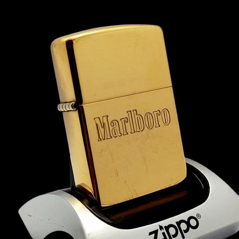 Bật Lửa Zippo Đồng Khối Solid Brass Trơn Bóng Chu Niên 1932 - 1989 Chủ Đề Marlboro Hiếm Gặp ZL664