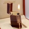 Bật Lửa Duponr 2 Ligne Phom Thấp Bọc Vàng Hồng Men Nâu Sang Trọng Đẳng Cấp DP145