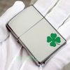 BẬT LỬA ZIPPO CHROME BÓNG SƠN HẤP NHIỆT CỎ 4 LÁ MAY MẮN Z115