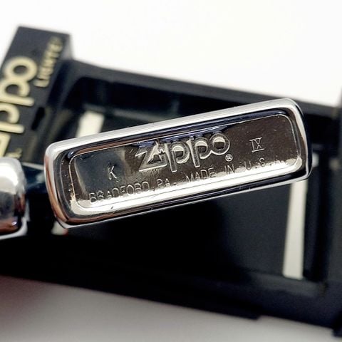 Bật Lửa Zippo Đồng Khối Mạ Chrome Phay Xước Trơn 2 Mặt Đời IX La Mã Năm 1993 ZL677