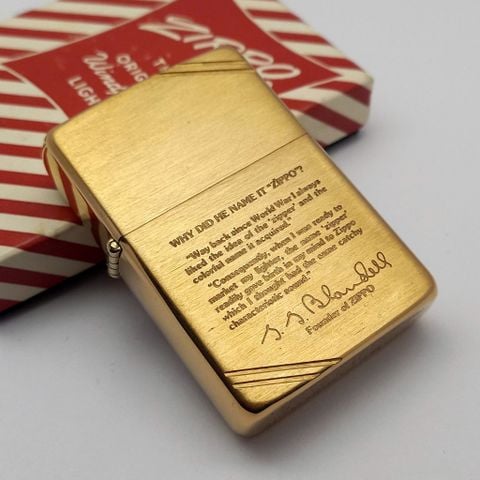 Bật Lửa Zippo Đồng Khối Bản Vintage Chặt Góc Chủ Đề Bức Thư Chủ Tịch Đời II La Mã Sản Xuất Năm 1986 ZQH171