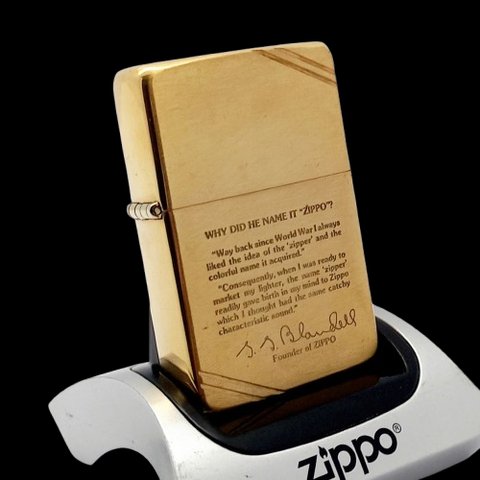 Bật Lửa Zippo Đồng Khối Bản Vintage Chặt Góc Chủ Đề Bức Thư Chủ Tịch Đời II La Mã Sản Xuất Năm 1986 ZQH171