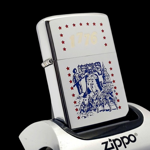 Bật Lửa Zippo Cổ Đồng Khối Mạ Chrome Bóng HP Ăn Mòn Phủ Sơn Chính Hãng Đời 7 Vạch Sắc Năm 1975 ZC441