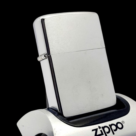 Bật Lửa Zippo Cổ Đồng Khối Mạ Chrome Trơn Phay Xước Hiếm Gặp Năm 1969 Đời 5 Vạch Thẳng ZC453