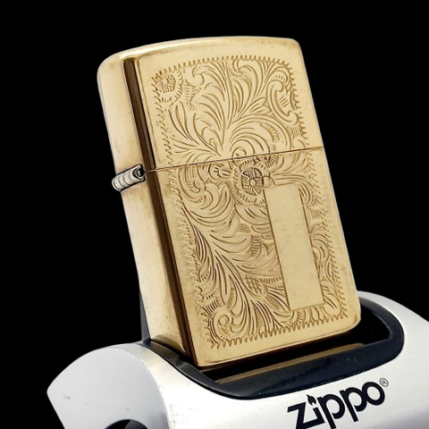 Bật Lửa Zippo Đồng Khối Hoa Văn Cổ Điển Venetian Hiếm Gặp Đời VIII La Mã Năm 1992 ZL687