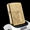 Bật Lửa Zippo Đồng Khối Hoa Văn Cổ Điển Venetian Hiếm Gặp Đời VIII La Mã Năm 1992 ZL687