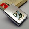 Bật Lửa Zippo Cổ Đồng Khối Mạ Chrome Bóng Chủ Đề Quân Sự Hoa Kỳ Ăn Mòn Phủ Sơn Hiếm Gặp Năm 1981 Đời 1 Vạch Sắc ZC444
