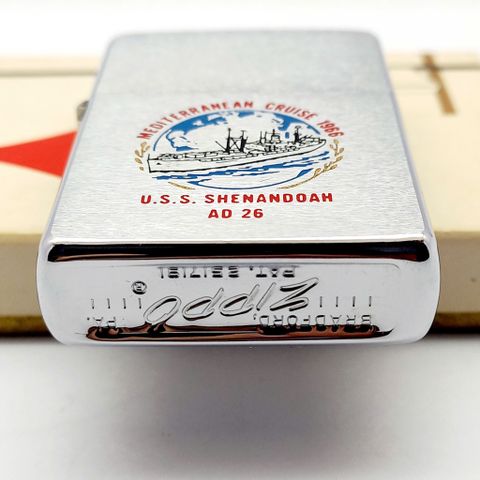 Bật Lửa Zippo Cổ Đồng Khối Mạ Chrome Phay Xước Chủ Đề Ăn Mòn Tầu Chiến Phủ Sơn Hiếm Gặp Năm 1966 Đời 8 Vạch Sắc ZC460