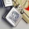 Bật Lửa Zippo Cổ Đồng Khối Mạ Chrome Bóng HP Ăn Mòn Phủ Sơn Chính Hãng Đời 7 Vạch Sắc Năm 1975 ZC449