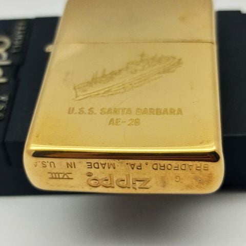 Bật Lửa Zippo Đồng Khối Solid Brass Chủ Đề Tàu Chiến Hiếm Gặp Năm 1992 Đời VIII La Mã ZL706