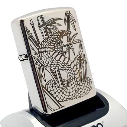 BẬT LỬA ZIPPO ARMOR CHROME TRƠN BÓNG CHỦ ĐỀ SNAKE RẮN ZKC61