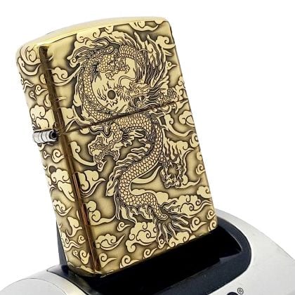 BẬT LỬA ZIPPO ARMOR VỎ DẦY RỒNG VÂN MÂY 5 MẶT ZKB89