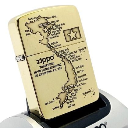 Bật Lửa Zippo Đồng Khối Replica 1941 Khắc Chủ Đề Bản Đồ Việt Nam ZKB109