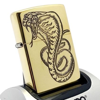 Bật Lửa Zippo Đồng Khối Khắc Tuổi Tỵ Con Rắn - Chủ Đề 12 Con Giáp ZKB112