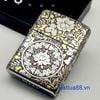 Bật Lửa Zippo Đồng Mạ Chrome Armor Vỏ Dầy Khắc Chủ Đề Hoa Mẫu Đơn May Mắn Tài Lộc ZKC66