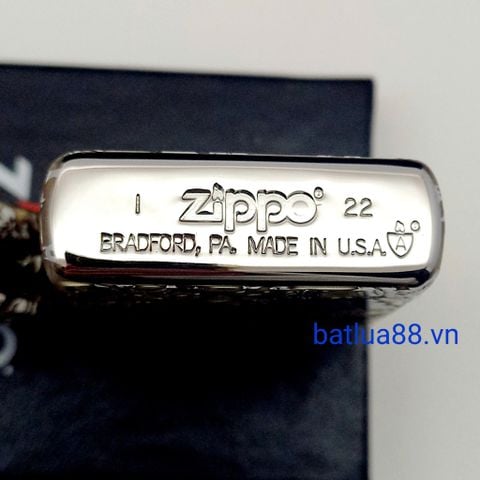 Bật Lửa Zippo Đồng Mạ Chrome Armor Vỏ Dầy Khắc Chủ Đề Hoa Mẫu Đơn May Mắn Tài Lộc ZKC66