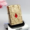 Bật Lửa Zippo 49802 – Zippo Lucky Cat Design Emblem Attached Armor® High Polish Brass Mèo Đính Đá Đỏ Chiêu Tài May Mẵn Z309